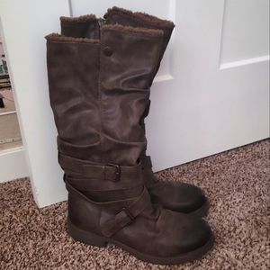 ROXY fur lined strappy boots, bought from  Buckle.